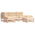 Juego de muebles de jardín 6 piezas y cojines madera