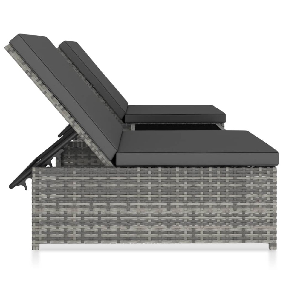 Tumbonas con mesita 2 unidades ratán sintético