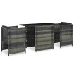 Set mesa y sillas jardín 3 pzas y cojines ratán sintético gris