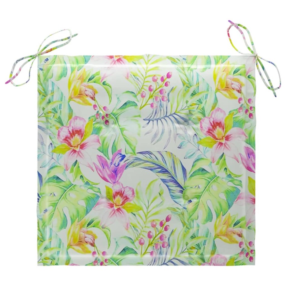 Sillas de jardín 6 uds madera teca con cojines estampado