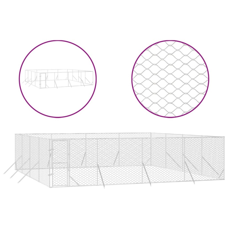 Perrera de exterior acero galvanizado plateado 8x8x2