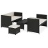Set muebles de jardín 5 piezas y cojines ratán sintético