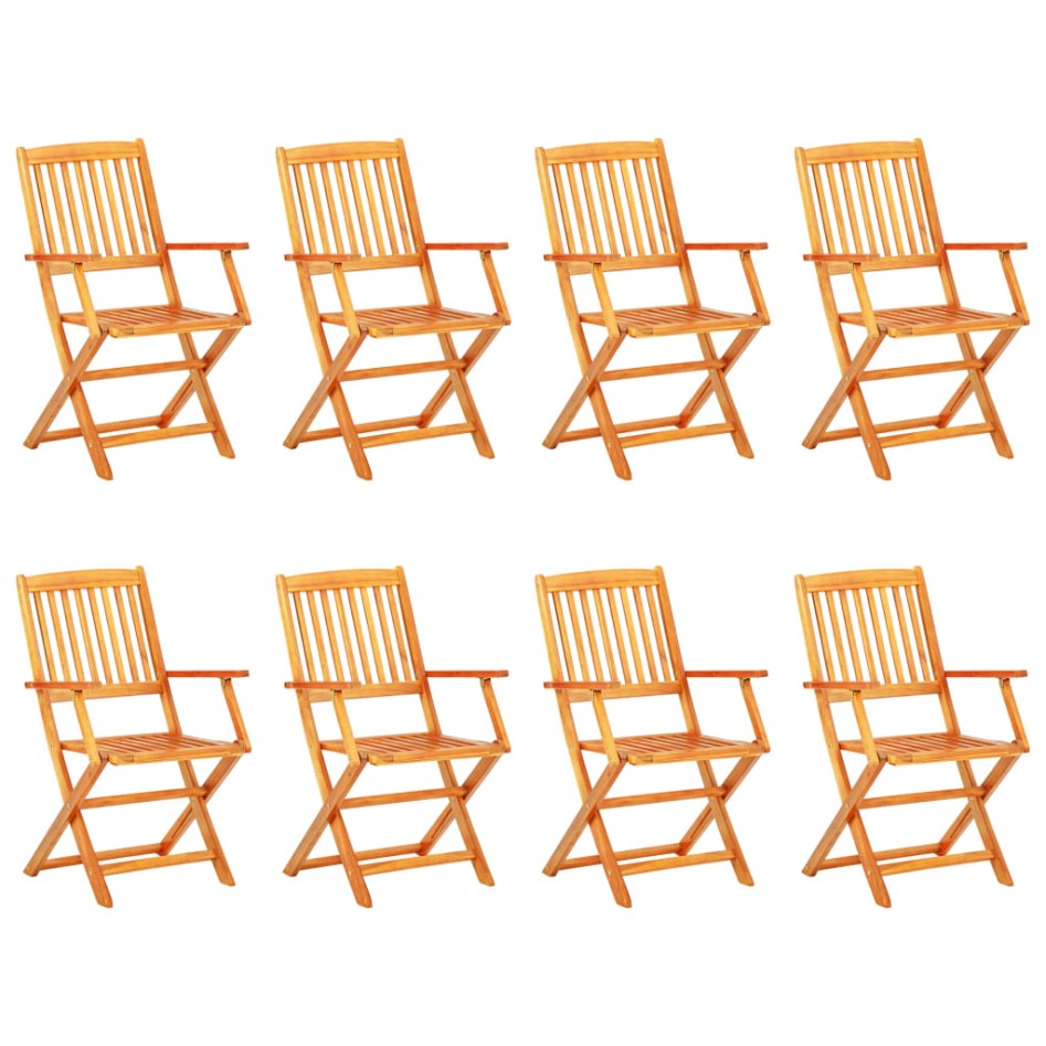 Comedor de jardín plegable 9 piezas de madera maciza de