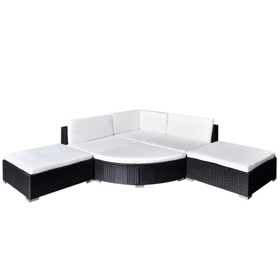 Set muebles de jardín 6 piezas y cojines ratán sintético