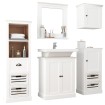 Juego de muebles de baño 5 piezas madera maciza blanco