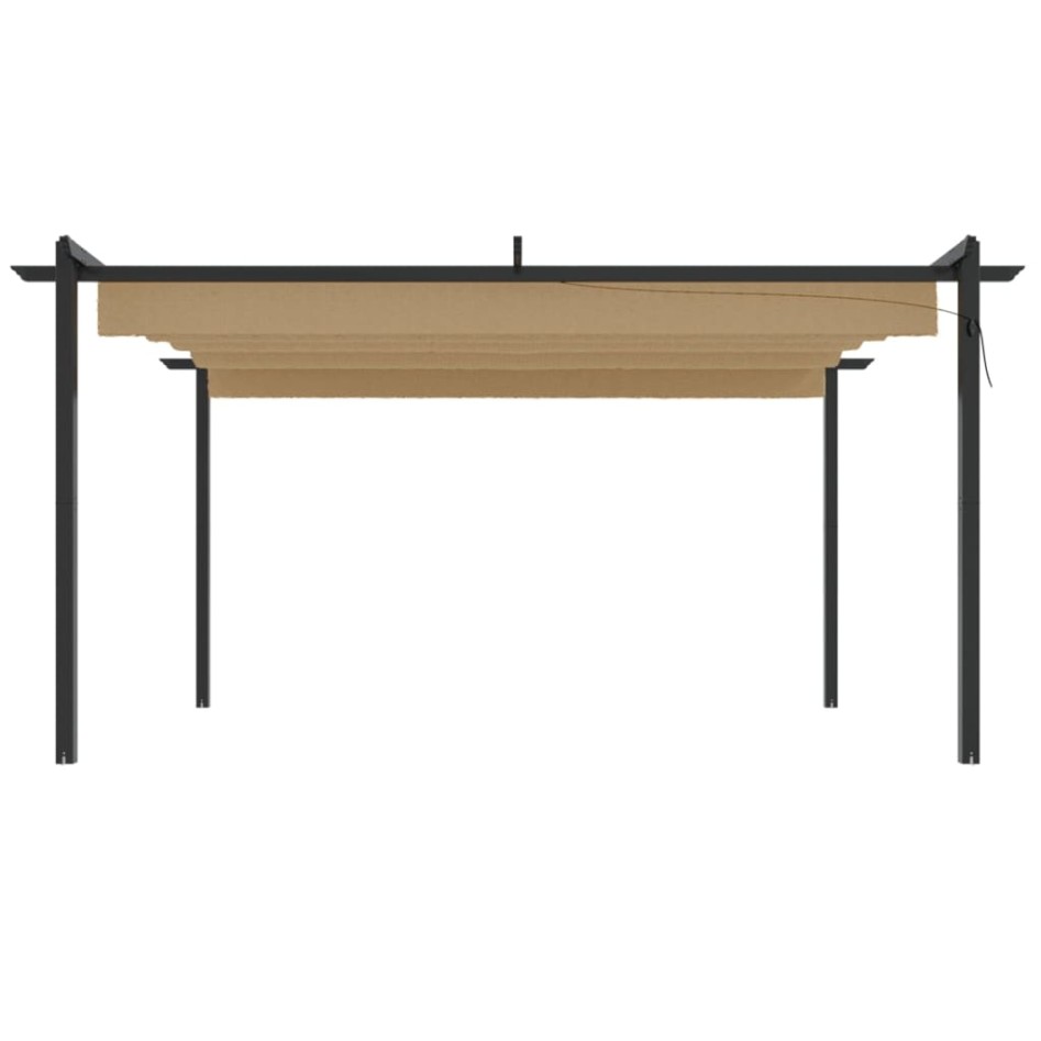 Cenador de jardín con techo retráctil gris taupé 4x3