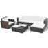 Set muebles de jardín 6 piezas y cojines ratán sintético
