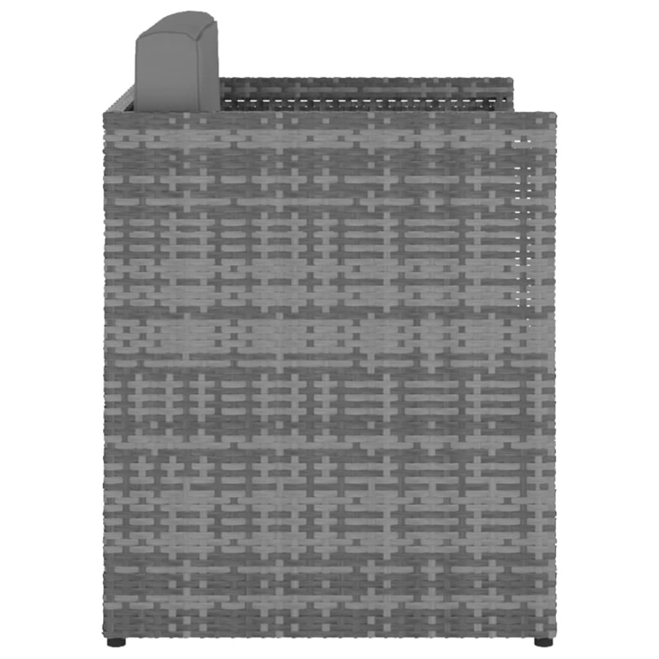 Silla de jardín con taburete ratán sintético gris