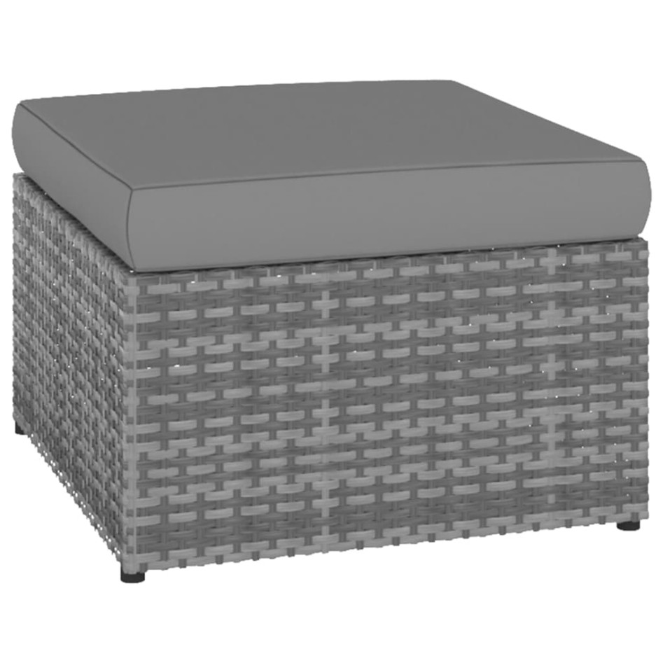 Silla de jardín con taburete ratán sintético gris