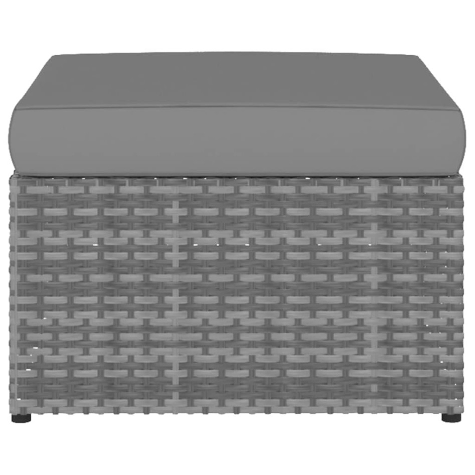 Silla de jardín con taburete ratán sintético gris