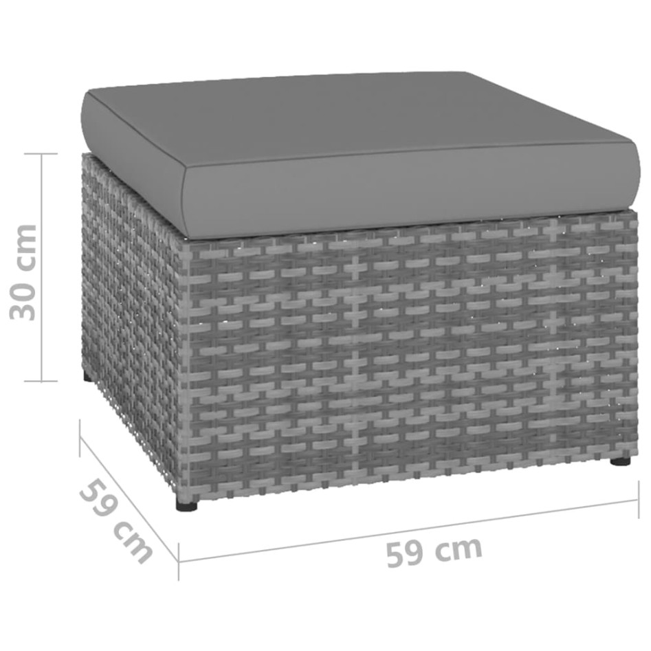 Silla de jardín con taburete ratán sintético gris