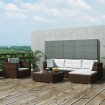 Set muebles de jardín y cojines 6 piezas ratán sintético marrón