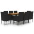 idaXL Juego de comedor de jardín 9 piezas ratán sintético
