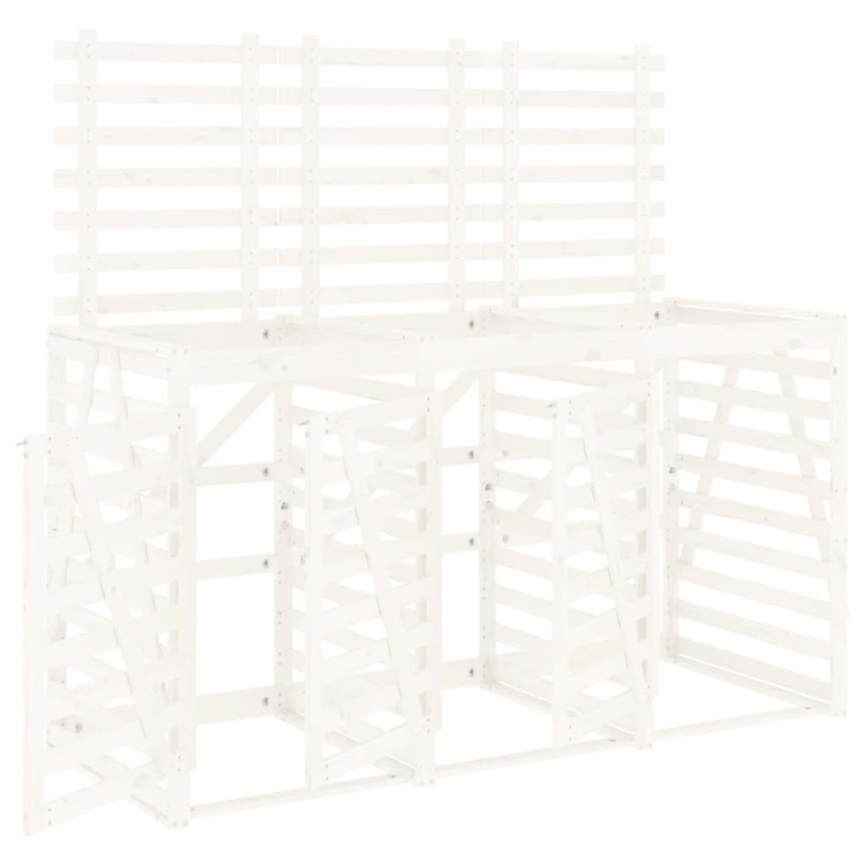 Cobertizo triple para cubos de basura madera maciza pino
