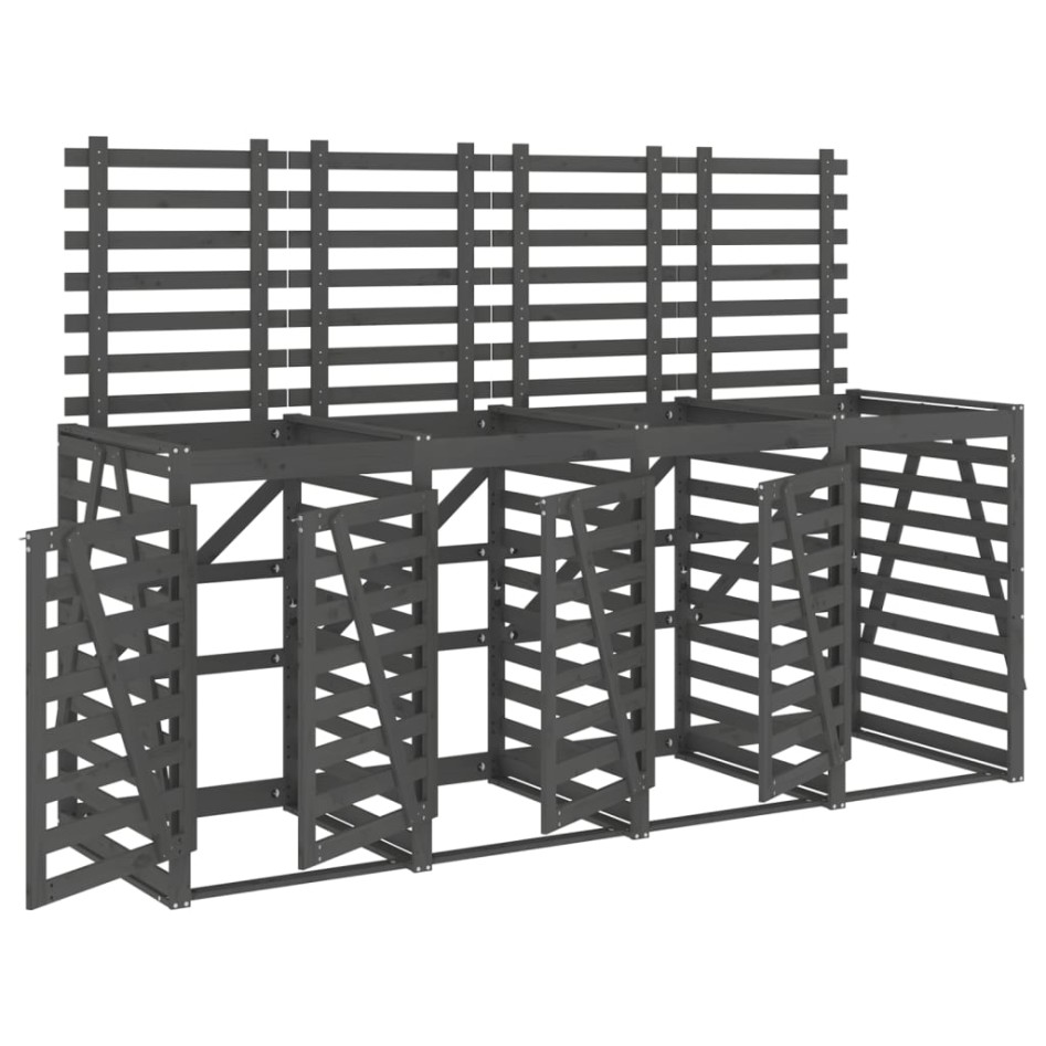 Cobertizo cuádruple para cubos de basura madera de pino