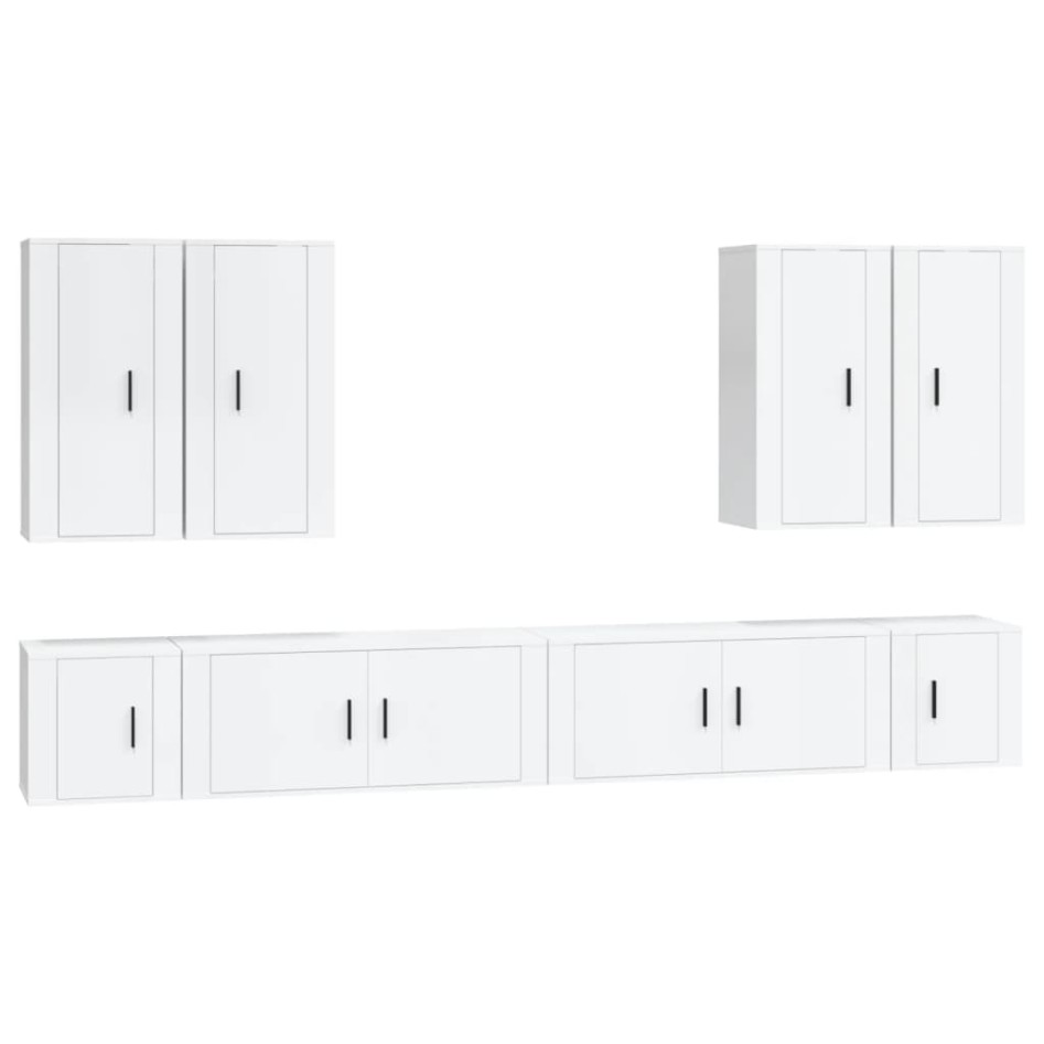 Set de muebles de TV 8 pzas madera contrachapada blanco