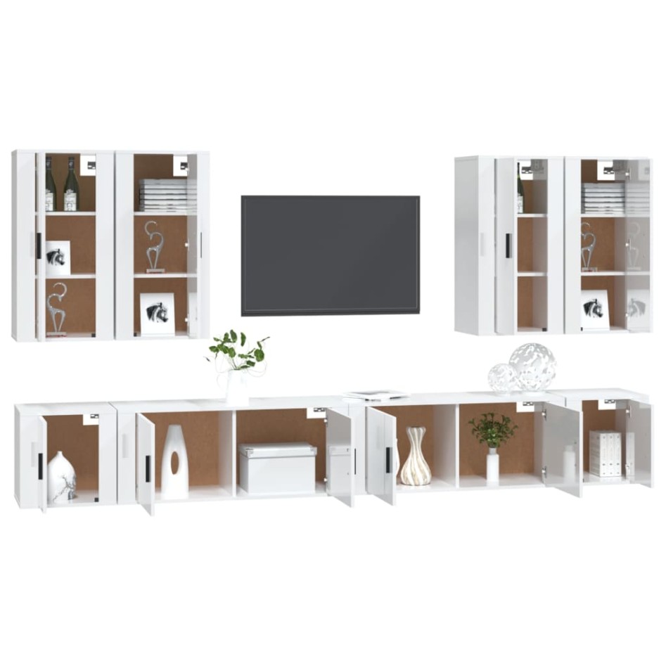 Set de muebles de TV 8 pzas madera contrachapada blanco