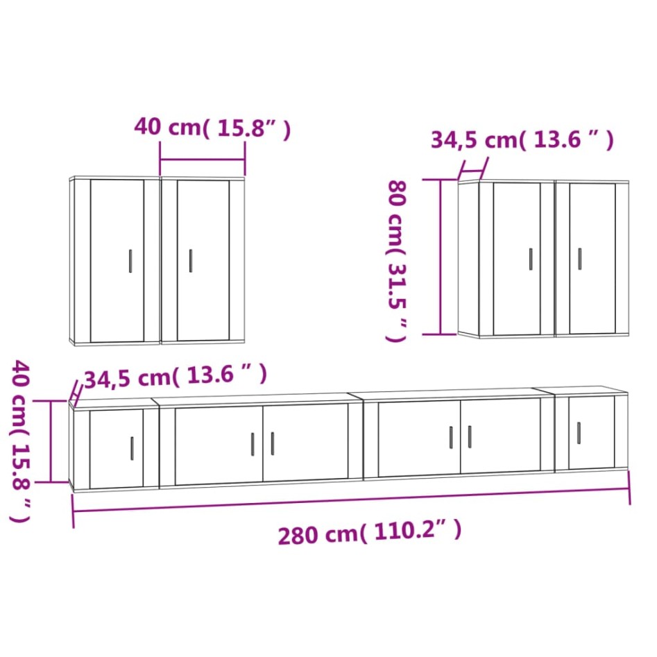 Set de muebles de TV 8 pzas madera contrachapada blanco