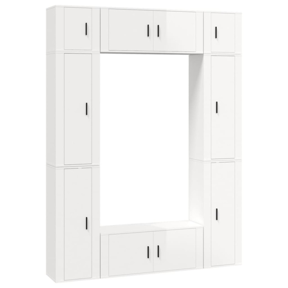 Set de muebles de TV 8 pzas madera contrachapada blanco