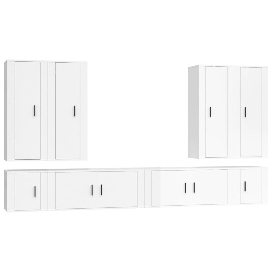 Set de muebles de TV 8 pzas madera contrachapada blanco