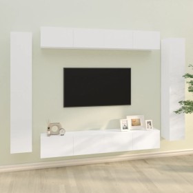 Set de muebles de TV 8 pzas madera contrachapada blanco