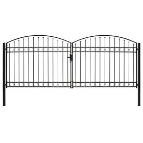 Cancela de valla doble puerta con arco 400x175 cm acero