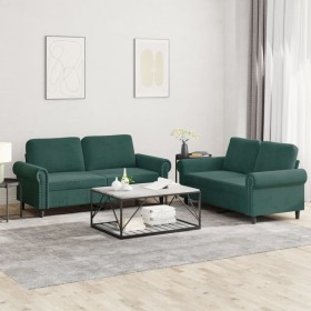 Juego de sofás con cojines 2 piezas terciopelo verde