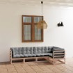 Juego de muebles de jardín 5 pzas y cojines madera pino maciza