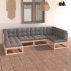 Juego de muebles de jardín 6 pzas y cojines madera maciza pino