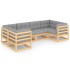 Juego de muebles de jardín 6 pzas y cojines madera maciza