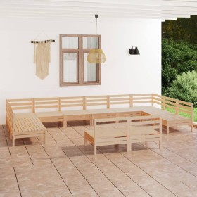 Juego de muebles de jardín 12 piezas madera maciza de