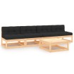 Juego de muebles de jardín 5 pzas y cojines madera maciza pino
