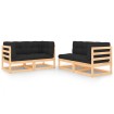 Juego de muebles de jardín 4 pzas y cojines madera maciza pino