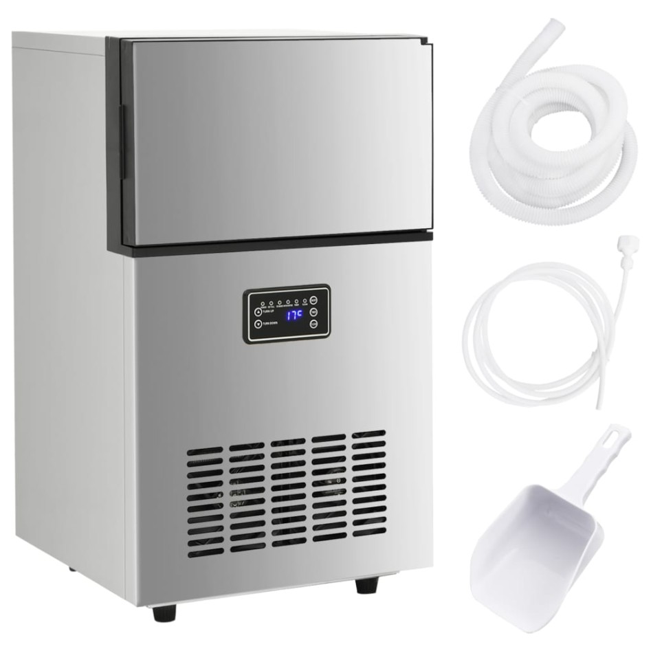 Máquina de hacer cubitos de hielo plateada 45 kg/24