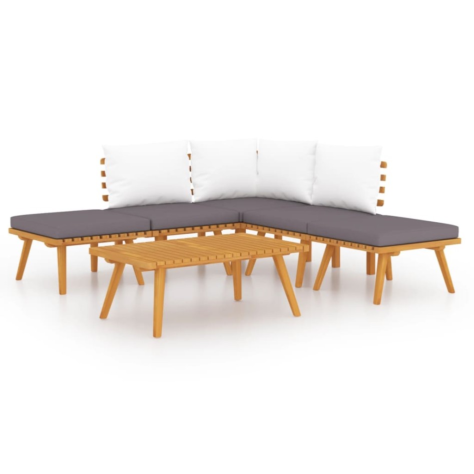 Juego de muebles de jardín 6 piezas madera maciza de