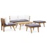 Juego de muebles de jardín 6 piezas madera maciza de