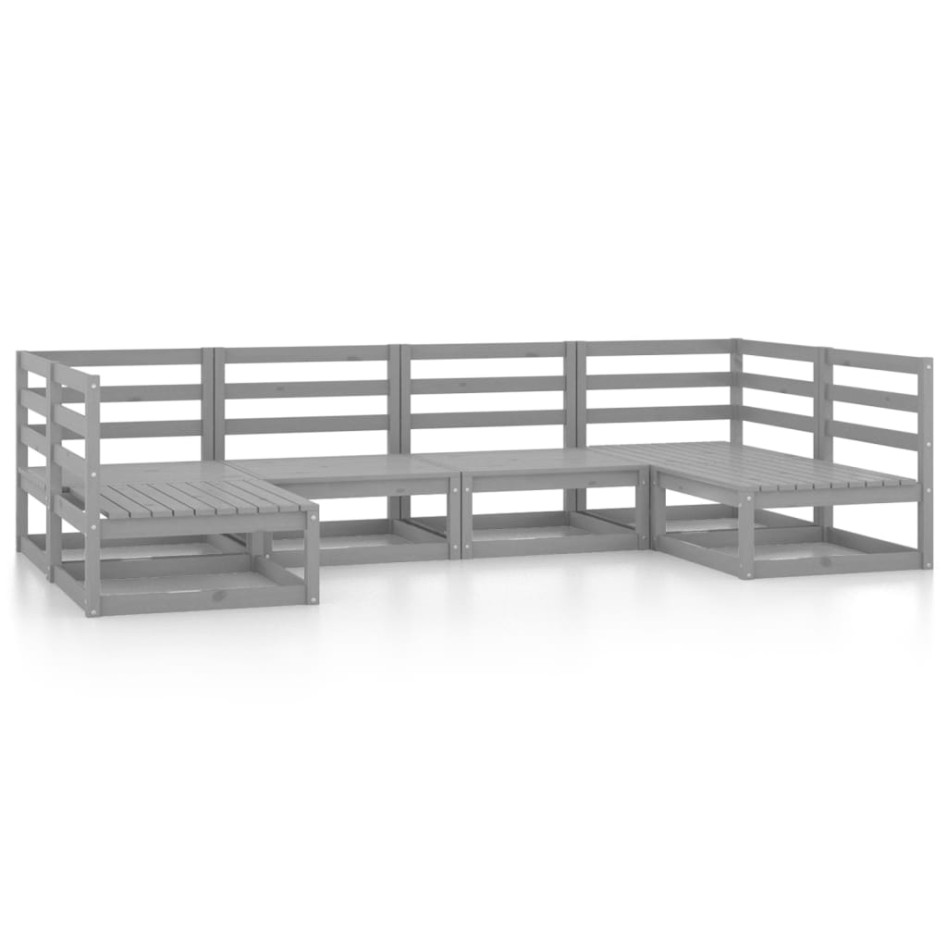 Juego de muebles de jardín 6 piezas madera maciza de