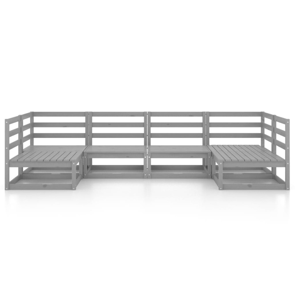 Juego de muebles de jardín 6 piezas madera maciza de