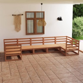 Juego de muebles de jardín 7 piezas madera maciza de