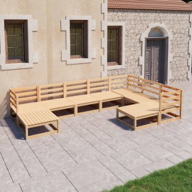 Juego de muebles de jardín 9 piezas madera maciza de
