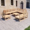 Juego de muebles de jardín 10 piezas madera maciza de pino