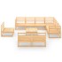 Juego de muebles de jardín 10 piezas madera maciza de