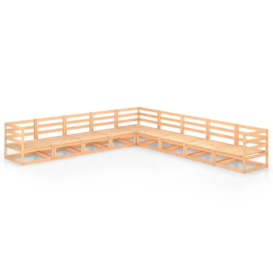 Juego de muebles de jardín 9 piezas madera maciza de