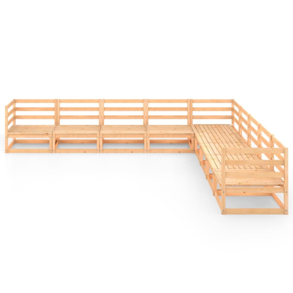 Juego de muebles de jardín 9 piezas madera maciza de