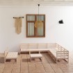 Juego de muebles de jardín 10 piezas madera maciza de pino