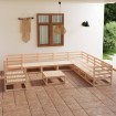 Juego de muebles de jardín 11 piezas madera maciza de pino