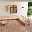 Juego de muebles de jardín 11 piezas madera maciza de pino