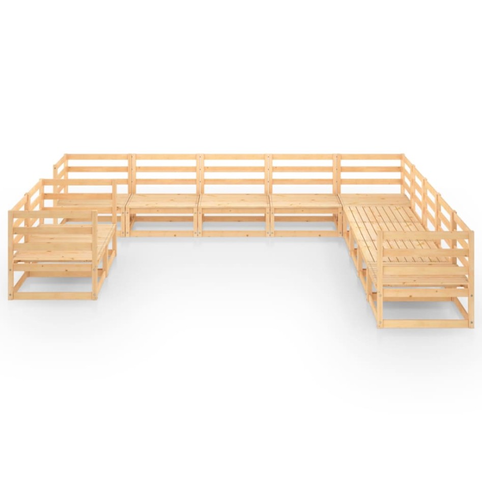 Juego de muebles de jardín 11 piezas madera maciza de