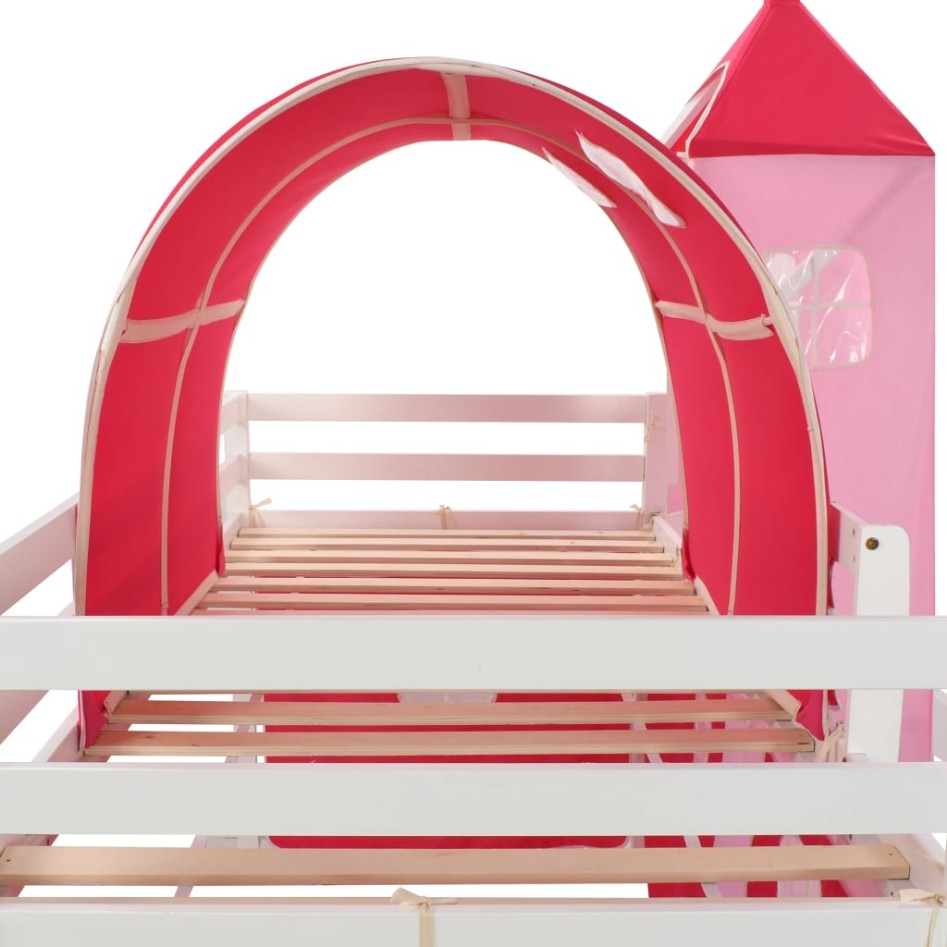 Cama alta para niños tobogán y escalera madera pino 208x230