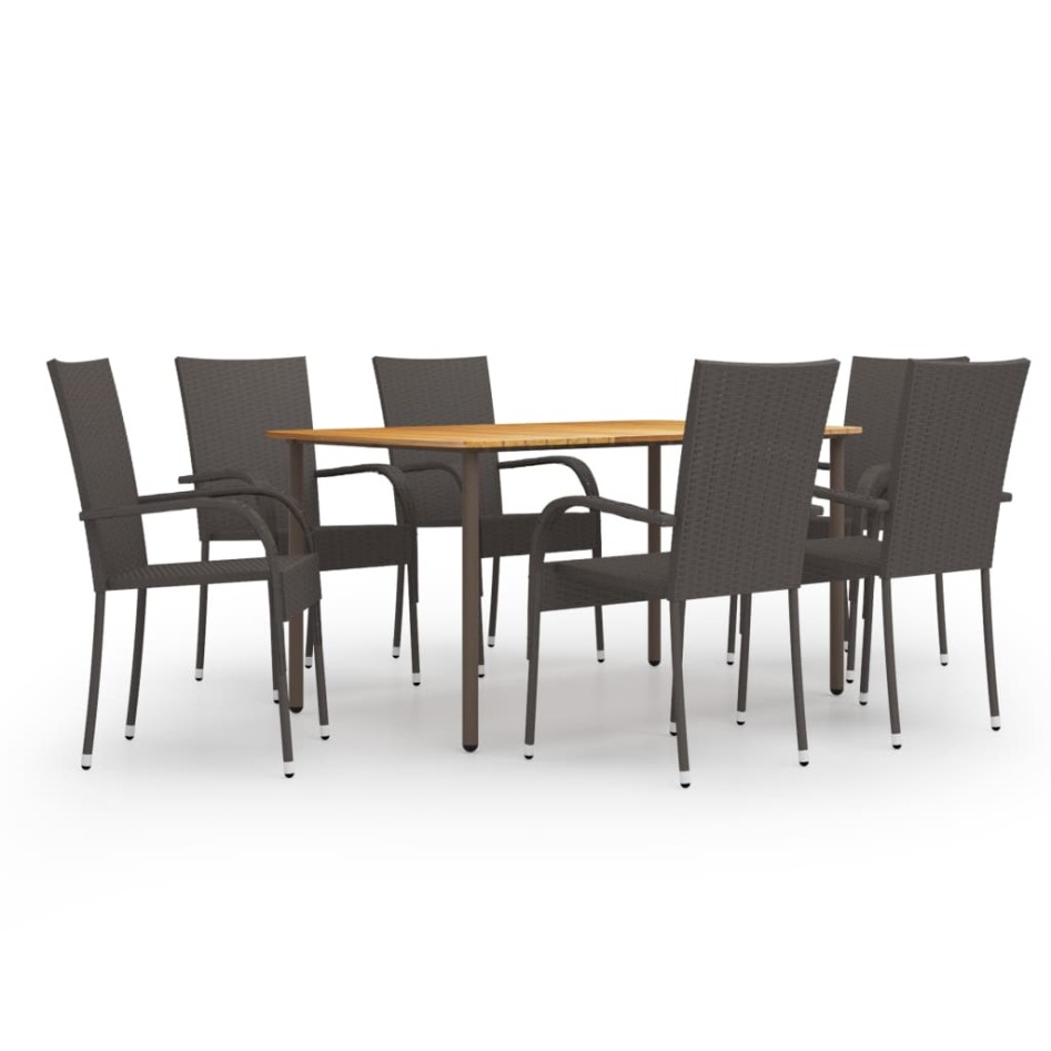 Set de muebles de comedor de jardín 7 piezas de ratán